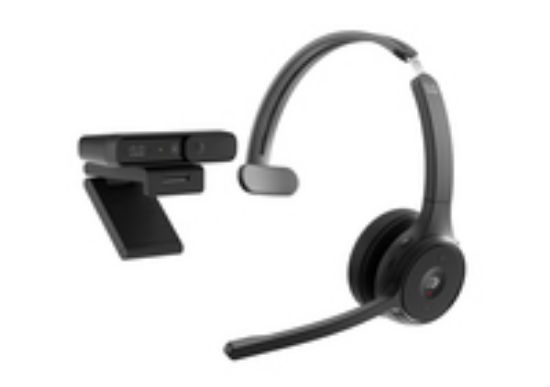 Image de Cisco Bundle - Headset 722, Wireless Dual On-Ear Bluetooth Headphones, Webex Button, packaged with the Desk Camera 1080p, Carbon Black, 1-Year Limited Liability Warran ... (BUN-721+CAMD-C-WW)
