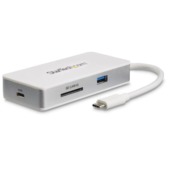Image de StarTech.com Adaptateur multiport USB-C avec lecteur de carte SD (UHS-II), Power Delivery 100 W et ports HDMI 4K, GbE et USB 3.0 (DKT3CHSD4GPD)