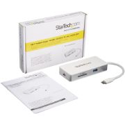 Image de StarTech.com Adaptateur multiport USB-C avec lecteur de carte SD (UHS-II), Power Delivery 100 W et ports HDMI 4K, GbE et USB 3.0 (DKT3CHSD4GPD)
