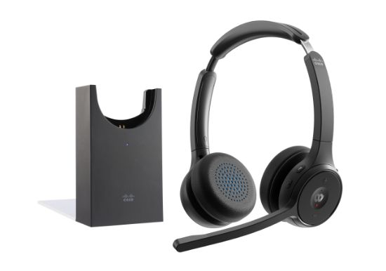 Image de Cisco Headset 722, Wireless Dual On-Ear Bluetooth Headphones, Webex Button, USB-A HD Bluetooth Adapter, Soft Case, Charging Stand, Carbon Black, 1-Year Limited Liabili ... (HS-WL-722-BUNAS-C)