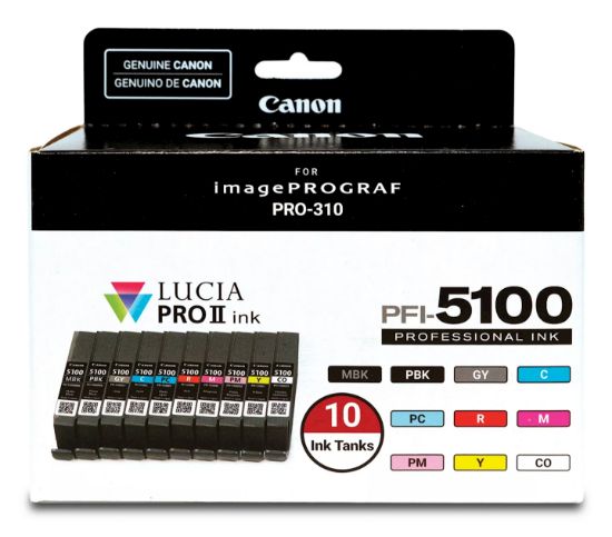 Image de Canon PFI-5100 Multipack cartouche d'encre 10 pièce(s) Original Rendement standard Cyan, Noir mat, Noir (6951C009)