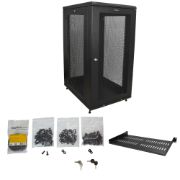 Image de StarTech.com Armoire Rack Serveur 24U à 4 Montants, Armoire Verrouillable 19" pour Ordinateur/AV/Équipement IT, Rack Réseau pour Bureau/Domicile avec Roulettes et Rails de Mont ... (RK2433BKM)