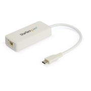 Image de StarTech.com Adaptateur USB-C vers Gigabit Ethernet avec port USB-A - Adaptateur Réseau Blanc 1Gbps NIC USB 3.0/3.1 Type C - 1GbE USB-C RJ45/LAN TB3 Compatible Win, Mac, Chro ... (US1GC301AUW)