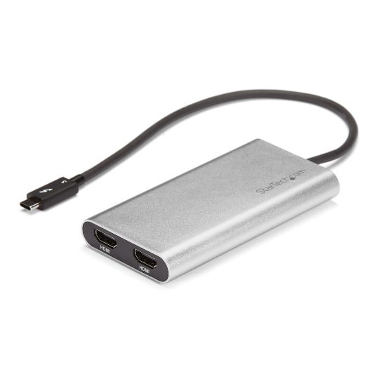 Image de StarTech.com Adaptateur Thunderbolt 3 vers Double HDMI 2.0 - Adaptateur Vidéo Double Écran Thunderbolt 3 TB3 USB Type C vers HDMI 2.0 4K 60 Hz - Certifié Thunderbolt 3 - Mac ... (TB32HD24K60)