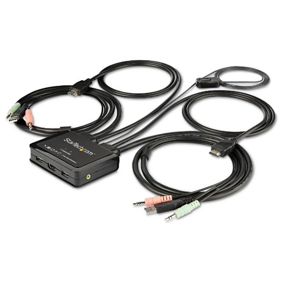 Image de StarTech.com Commutateur KVM HDMI à 2 ports avec câbles incorporés - USB 4K 60Hz (SV211HDUA4K)
