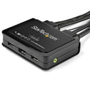 Image de StarTech.com Commutateur KVM HDMI à 2 ports avec câbles incorporés - USB 4K 60Hz (SV211HDUA4K)
