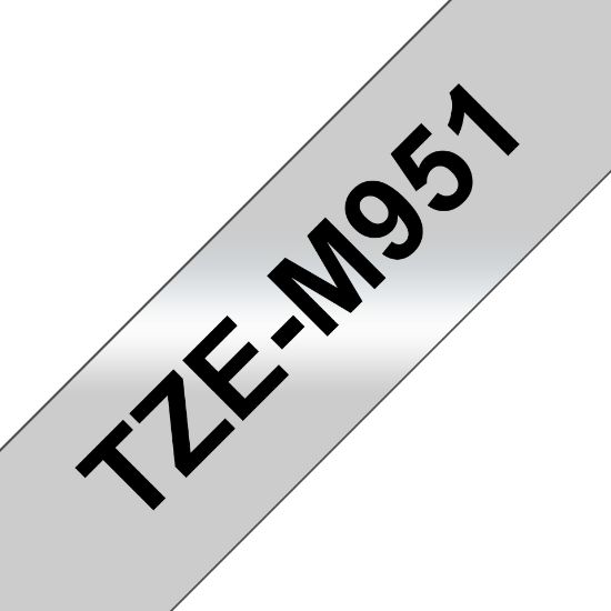 Image de Brother ruban d'étiquette Noir sur argent (TZE-M951)