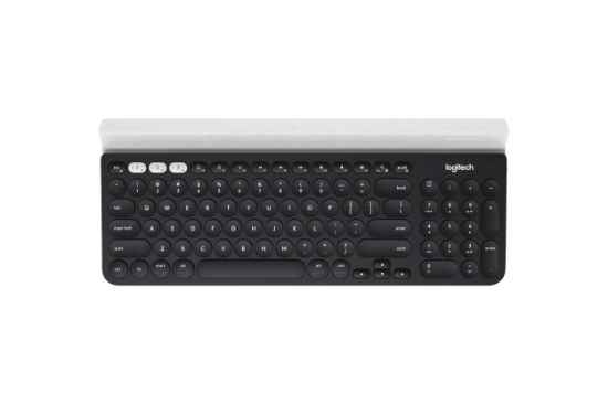 Image de Logitech K780 Multi-Device Wireless Keyboard clavier Universel RF sans fil + Bluetooth QWERTY US International Gris, Blanc (920-008042)