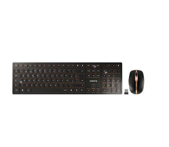 Image de CHERRY DW 9100 SLIM clavier Souris incluse Universel RF sans fil + Bluetooth QWERTY Espagnole Noir (JD-9100ES-2)