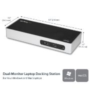 Image de StarTech.com Station d'Accueil USB 3.0 à Double Écran - Dock Universel Type-A pour PC/Ordinateur Portable avec HDMI et DVI/VGA - Hub USB 3.1 Gen 1 5Gbps à 6 Ports, Gbe, Audio - W ... (DK30ADD)