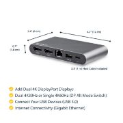 Image de StarTech.com Dock USB-C à double affichage Displayport 4K - Mini Station d'Accueil - Power Delivery Passthrough 100 W - GbE - Hub USB-A 2 Ports - Adaptateur Multiport USB Typ ... (DK30C2DAGPD)