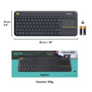 Image de Logitech K400 Plus Tv clavier RF sans fil QWERTY US International Noir (920-007145)