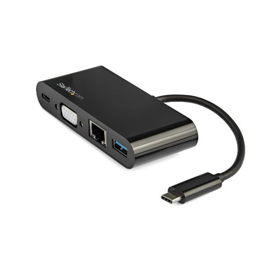 Image de StarTech.com Adaptateur Multiport USB-C - Mini Dock USB-C avec Sortie Vidéo VGA 1080p - Power Delivery Passthrough 60W - USB 3.1 Gen 1 Type-A 5Gbps, Gigabit Ethernet - Statio ... (DKT30CVAGPD)