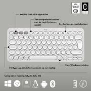 Image de Logitech Pebble Keys 2 K380s clavier Universel RF sans fil + Bluetooth AZERTY Français Blanc (920-011804)