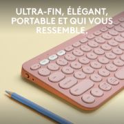 Image de Logitech Pebble Keys 2 K380s clavier Universel RF sans fil + Bluetooth AZERTY Français Rose (920-011805)
