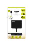 Image de Port Designs USB-A/USB-C/HDMI, 4K UHD, 60W, 60x55x12mm, 40g Station d'accueil - Noir (900140)