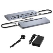 Image de i-tec USB-C Metal Ergonomic 3x 4K Display Docking Station with Power Delivery 100 W + Universal Charger 100 W (C31FLAT2PDPRO100W)