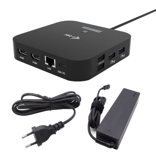 Image de i-tec USB-C Dual HDMI Docking Station with Power Delivery 100 W + Universal Charger 100W Avec fil USB 3.2 Gen 2 (3.1 Gen 2) Type-C Noir (C31DUALHDMIDPD100)