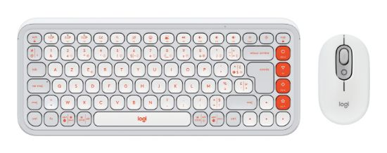 Image de Logitech POP Icon Combo clavier Souris incluse Universel Bluetooth AZERTY Français Orange, Blanc (920-013110)