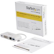 Image de StarTech.com Adaptateur Multiport USB C - Adaptateur Vidéo USB-C vers DVI-D (numérique) avec 60W PD Passthrough Charging, GbE, USB-A - Station d'Accueil Portable pour PC USB T ... (DKT30CDVPD)