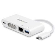 Image de StarTech.com Adaptateur Multiport USB C - Adaptateur Vidéo USB-C vers DVI-D (numérique) avec 60W PD Passthrough Charging, GbE, USB-A - Station d'Accueil Portable pour PC USB T ... (DKT30CDVPD)