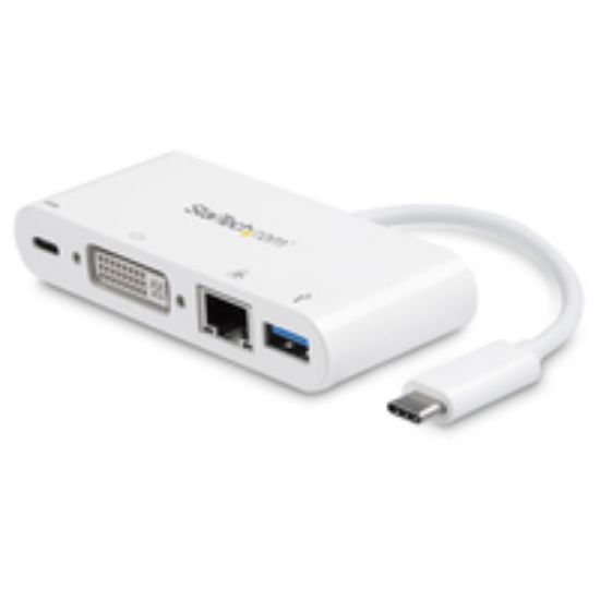 Image de StarTech.com Adaptateur Multiport USB C - Adaptateur Vidéo USB-C vers DVI-D (numérique) avec 60W PD Passthrough Charging, GbE, USB-A - Station d'Accueil Portable pour PC USB T ... (DKT30CDVPD)