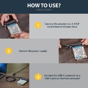 Image de StarTech.com Câble adaptateur USB 3.1 (10 Gb/s) pour disque dur / SSD SATA de 2,5"/3,5" - USB-C (USB31C2SAT3)