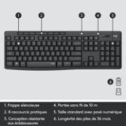 Image de Logitech MK295 Silent Wireless Combo clavier Souris incluse Bureau USB QWERTY US International Graphite (920-009800)