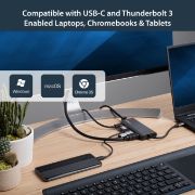 Image de StarTech.com Adaptateur Multiport USB-C - Mini Dock USB-C avec HDMI 4K, 3x USB 3.0 Hub, SD/SDHC, GbE, 60W PD 3.0 Pass-Through - Station d'Accueil USB-C pour PC Portable Type ... (DKT30CSDHPD3)