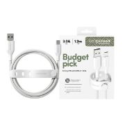Image de PanzerGlass empower™ by ® Racing 60W USB-A to USB-C Cable | USB 2.0 | 1.2M | Silver White câble USB Blanc (EM30290)