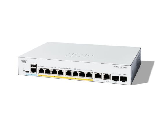 Image de Cisco Catalyst 1200-8P-E-2G Smart, 8 Port GE, PoE, Ext PS, 2x1GE Combo, Limited Lifetime Protection Switch - Blanc (C1200-8P-E-2G)