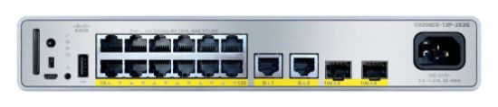 Image de Cisco Catalyst 9200CX 12-port 1G, 2x10G and 2x1G, PoE+, HVDC, Network Essentials Switch (C9200CX-12P-2XGH-E)