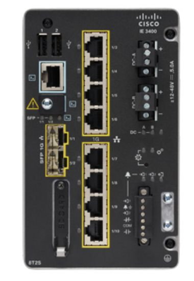 Image de Cisco Catalyst IE3400 Géré L2 Gigabit Ethernet (10/100/1000) Noir (IE-3400-8T2S-E)