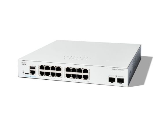 Image de Cisco Catalyst 1300-16T-2G Managed, 16 Port GE, 2x1GE SFP, Limited Lifetime Protection Switch - Blanc (C1300-16T-2G)