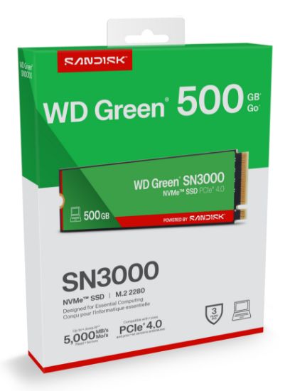 Image de Western Digital WD Green SN3000 NVMe SSD (WDS500G4G0E-00CPS0)