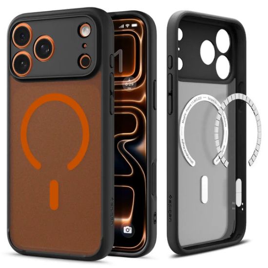 Image de Spigen iPhone 17 Pro Case Ultra Hybrid MagFit - Noir,Orange (ACS10483)