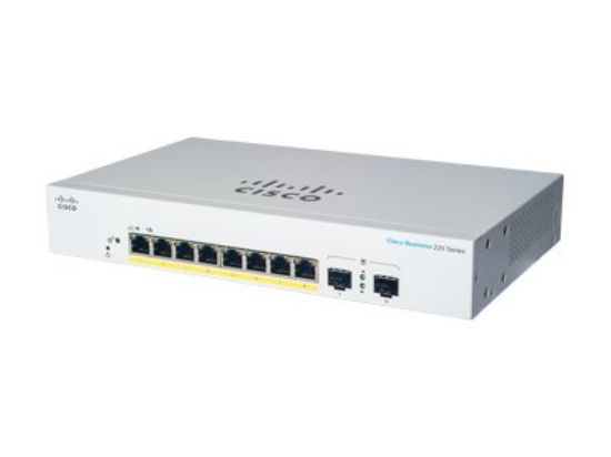 Image de Cisco 8 Gigabit Ethernet, 2 Gigabit Ethernet SFP, Manageable 2L, PoE 65W, EU Switch - Blanc (CBS220-8P-E-2G-EU)