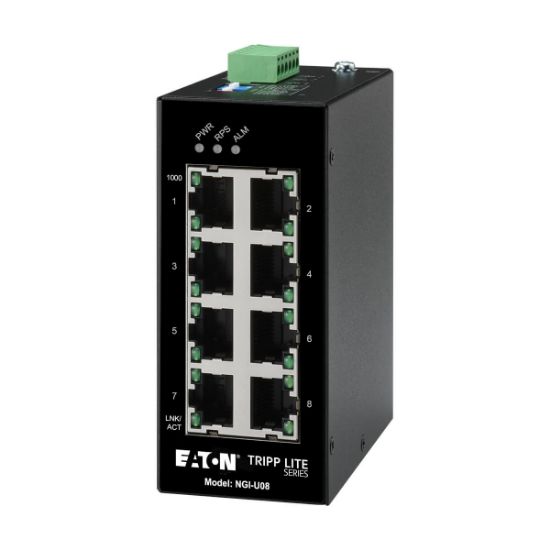 Image de Eaton Tripp Lite 8-Port Unmanaged Industrial Gigabit Ethernet - 10/100/1000 Mbps, DIN Mount, TAA Switch - Noir (NGI-U08)