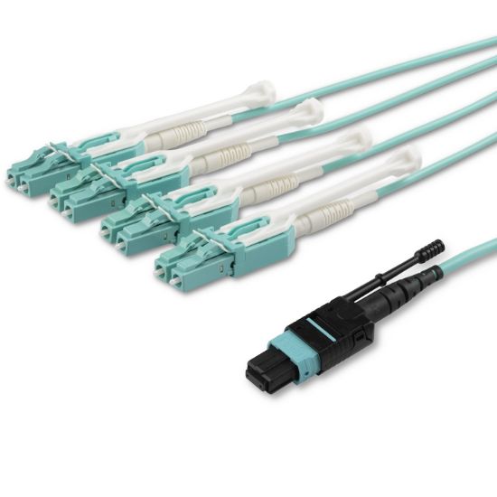 Image de StarTech.com Câble Fibre Optique Multimode OM3 de 2m MTP(F)/PC vers 4x LC/PC Duplex Breakout, OFNP, 8F Type-A, 50/125µm LOMMF, réseaux 40G, Faible Perte d'Insertion, Cordon de ... (MPO8LCPL2M)