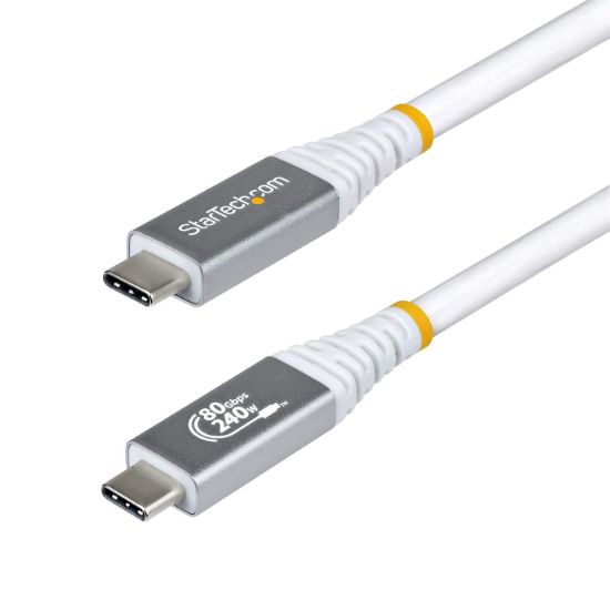 Image de StarTech.com Câble USB4 de 1 m, 80 Gbps, Câble USB-C Certifié USB-IF, 240 W PD, 8K 120 Hz/4K 240 Hz DP2.1 DP80, Compatible Thunderbolt 4 - Cordon USB-C Blanc (CC1M80GUSB4CABLEW)
