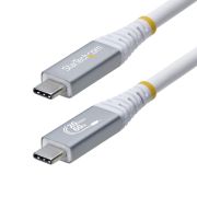 Image de StarTech.com Câble USB4 de 3 m, 20 Gbit/s, Câble USB-C Certifié USB-IF, 60 W PD, 4K 120 Hz DP 1.4, Gaine en TPE, Cordon USB-C Blanc (CC3M20GUSB4CXW)