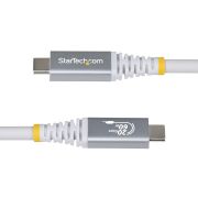Image de StarTech.com Câble USB4 de 3 m, 20 Gbit/s, Câble USB-C Certifié USB-IF, 60 W PD, 4K 120 Hz DP 1.4, Gaine en TPE, Cordon USB-C Blanc (CC3M20GUSB4CXW)