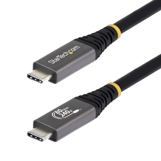 Image de StarTech.com Câble USB4 de 50cm, 80 Gbit/s, Câble USB-C Certifié USB-IF, 240 W PD, 8K 120 Hz/4K 240 Hz DP2.1 DP80, Gaine en TPE, Compatible Thunderbolt 4 - Cordon USB- ... (CC50CM80GUSB4CABLE)