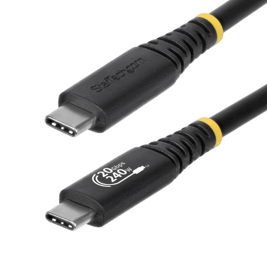 Image de StarTech.com Câble USB 4 de 2 m, 20 Gbps, Câble USB-C Certifié USB-IF, PD EPR 240 W, DP 1.4 4K 120 Hz, Gaine TPE, Cordon USB-C Noir (CC2M20GUSB4TP)