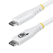 Image de StarTech.com Câble USB 4 de 2 m, 20 Gbps, Câble USB-C Certifié USB-IF, PD EPR 240 W, DP 1.4 4K 120 Hz, Gaine TPE, Cordon USB-C Blanc (CC2M20GUSB4TPW)