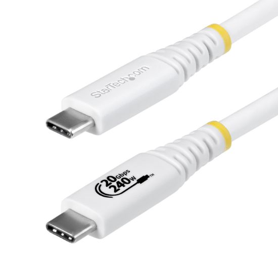 Image de StarTech.com Câble USB 4 de 2 m, 20 Gbps, Câble USB-C Certifié USB-IF, PD EPR 240 W, DP 1.4 4K 120 Hz, Gaine TPE, Cordon USB-C Blanc (CC2M20GUSB4TPW)