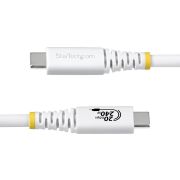Image de StarTech.com Câble USB 4 de 2 m, 20 Gbps, Câble USB-C Certifié USB-IF, PD EPR 240 W, DP 1.4 4K 120 Hz, Gaine TPE, Cordon USB-C Blanc (CC2M20GUSB4TPW)