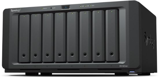 Image de Synology DiskStation 8 x 3.5" / 2.5" SATA HDD/SSD, 2 x M.2 2280 NVMe SSD Slots, AMD Ryzen V1780B, 8 GB DDR4 ECC SODIM, 10GbE Serveur de stockage de données - Noir (DS1823XS+)