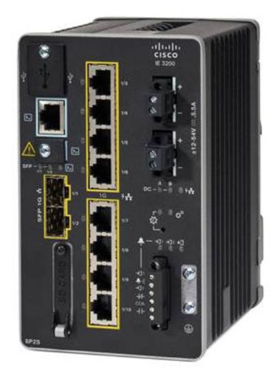 Image de Cisco , 10x RJ-45, 2x SFP, 8x PoE/PoE+, SD, RS-232, USB Mini B, 152.4x91.44x134.62 mm Switch - Noir (IE-3200-8P2S-E)