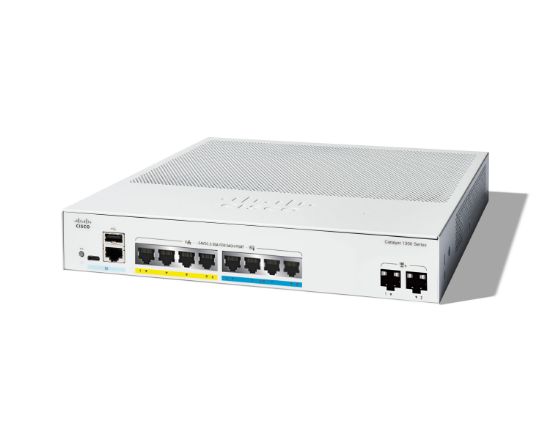 Image de Cisco Catalyst 1300-8MGP-2X Managed, 4 Port GE, 4 Port 2.5GE, PoE, 2x10GE SFP+, Limited Lifetime Protection Switch - Gris (C1300-8MGP-2X)